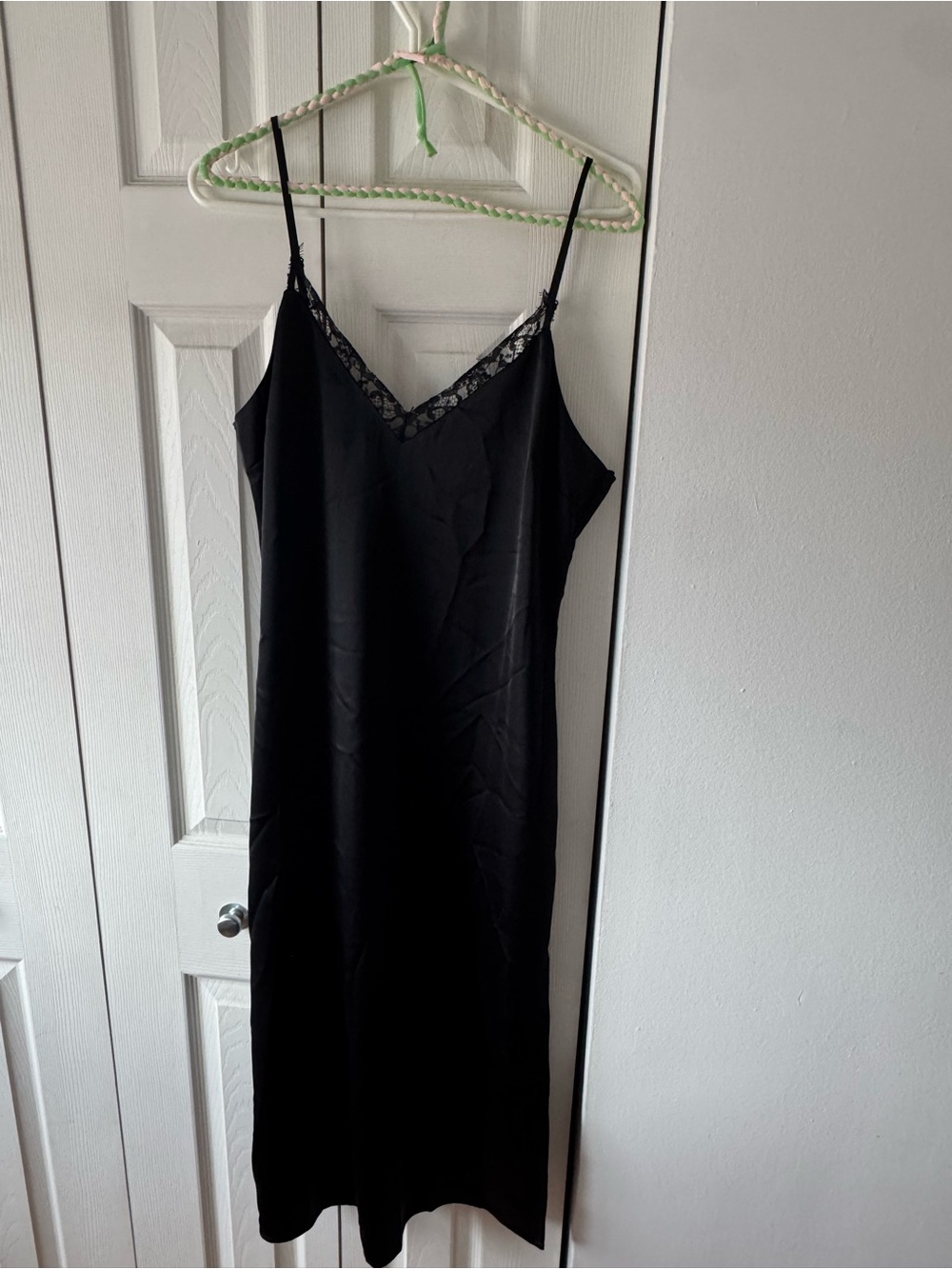 BB Dakota Black Lace-Trim Slip Dress